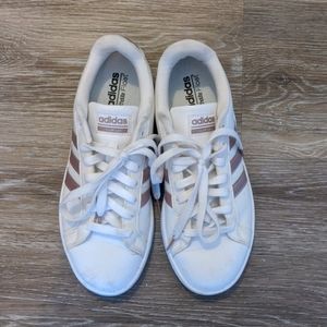 Rose gold adidas grand court sneakers